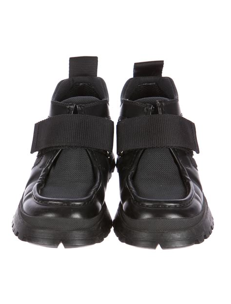 prada vibram|Black Brushed Leather And Re.